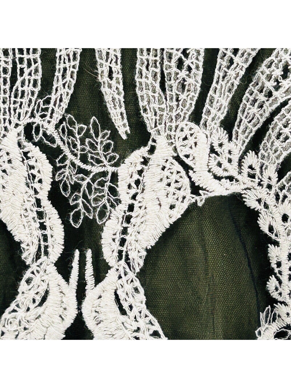 Dark Green Khaki Skull Embroidery Hooded Anorak Jacket - Picture 3 of 10